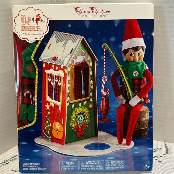 Elf on the Shelf Frosted Fishing Hut + Fishing Vest, Fishing Pole, Hook & Fish - Picture 1 of 4